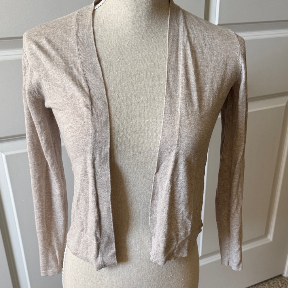 Women's Oatmeal Open Front Crop Cardigan XS